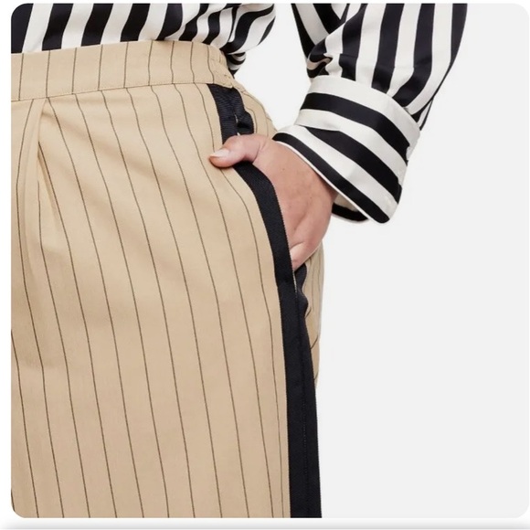 NWOT La Ligne x Target Pants Trousers Side Stripe Wide Leg Tan Black - Picture 6 of 16